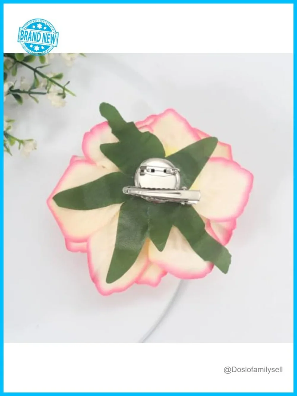 Vintage Fabric Rose Hair Clip & Brooch Set - 2 Pins